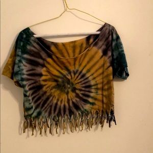 Tye dye crop top with beads